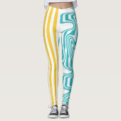 Leggings Fissures et torsades en Turquoise et Jaune (Devant)