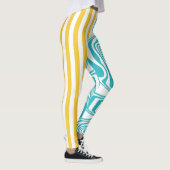 Leggings Fissures et torsades en Turquoise et Jaune (Droite)