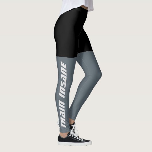 Leggings Fitness fou de train noir et gris (Droite)