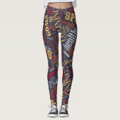 Leggings Fitness Word Cloud Rouge/Blanc ID284 (Devant)