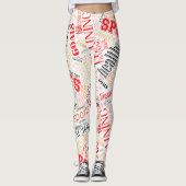 Leggings Fitness Word Cloud Rouge/Noir ID284 (Devant)