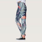 Leggings Flamant rose Aquarelle : Pink Tropical Elegance. (Gauche)