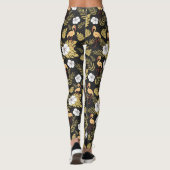 Leggings Flamant rose continu motif fleurs jaune et blanc (Dos)