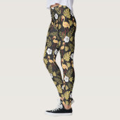 Leggings Flamant rose continu motif fleurs jaune et blanc (Gauche)