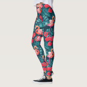 Leggings Flamant rose et aquarelle du jardin tropical (Gauche)