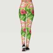 Leggings Flamant rose et plantes tropicaux (Dos)