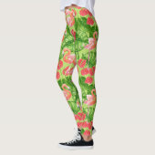Leggings Flamant rose et plantes tropicaux (Gauche)