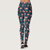 Leggings Flamant rose Impression, Hibiscus rose Fleur tropi (Dos)