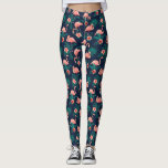Leggings Flamant rose Impression, Hibiscus rose Fleur tropi<br><div class="desc">Des leggings super mignons avec un design de flamants roses et fleurs d'hibiscus roses tropicales.  Idéal pour des vacances à la plage,  des séances d'entraînement ou des vêtements de tous les jours.</div>