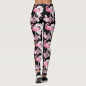 Leggings Flamant rose moderne noir rose Paisley (Dos)
