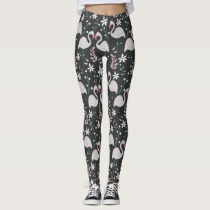 Leggings Flamant rose motif transparent blanc sur arrière -