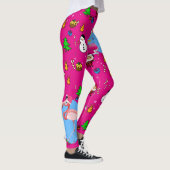 Leggings Flamant rose Noël Funny Doodles Festif Amusant (Droite)