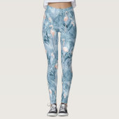 Leggings Flamant rose Orchidée Tropical Motif Blue ID868 (Devant)
