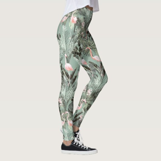 Leggings Flamant rose Orchidée Tropical Motif Sage ID868 (Droite)