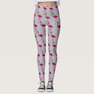 Leggings Flamant rose pailleté motif rose gris