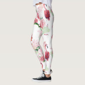 Leggings Flamant rose rose : Élégance Motif sans couture (Gauche)
