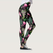 Leggings Flamant rose rose Tropical Botanical Black Arrière (Droite)