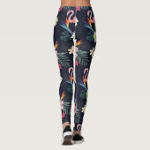 Leggings Flamant rose tropical Imprimé, Fleurs botaniques e (Dos)