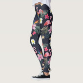 Leggings Flamant rose tropical Imprimé, Fleurs botaniques e (Gauche)