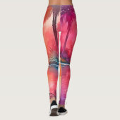 Leggings Flamant rose tropicale dynamique (Dos)