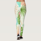 Leggings Flamant Tropical Aquarelle & Motif Géométrique (Dos)