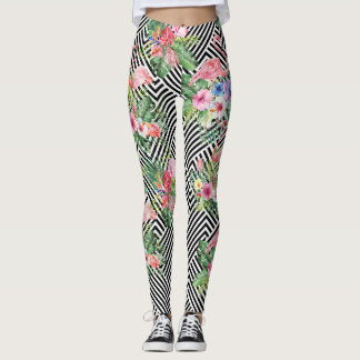 Leggings Flamant tropical sur les guêtres géométriques de