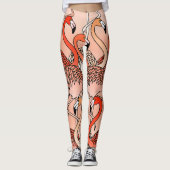 Leggings Flamants roses de couleur corail (Devant)