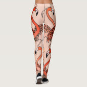 Leggings Flamants roses de couleur de corail vivant (Dos)