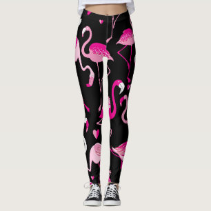 Leggings flamants roses, motif sans soudure foncée.