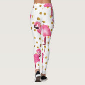 Leggings Flamants roses, points dorés, aquarelle. (Dos)