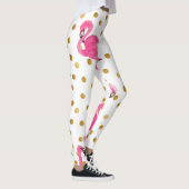 Leggings Flamants roses, points dorés, aquarelle. (Droite)