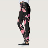 Leggings Flamants roses roses : Arrière - plan noir Vintage (Gauche)