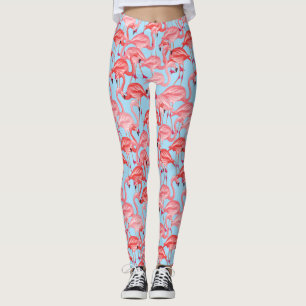 Leggings Flamants roses roses lumineux sur le bleu 2