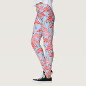 Leggings Flamants roses roses lumineux sur le bleu 2 (Gauche)