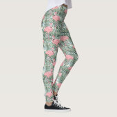 Leggings Flamants roses roses mignons Motif feuille de palm (Droite)