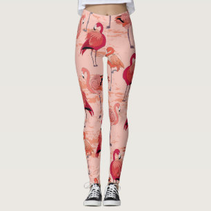 Leggings Flamants roses roses : Motif Tropical sans couture