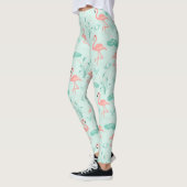 Leggings Flamants roses vert rose Oiseaux tropicaux tendanc (Gauche)