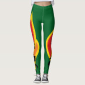 Leggings Flame d'épée de dragon Ajouter un script sur vert  (Devant)