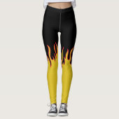 Leggings Flames de feu jaune, rouge et noir (Devant)