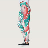 Leggings Flamingo dessiné à la main : aquarelle motif sans  (Gauche)