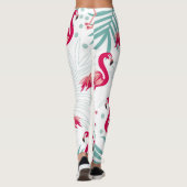 Leggings Flamingo tropical et feuille, motif d'été. (Dos)