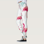Leggings Flamingo tropical et feuille, motif d'été. (Gauche)