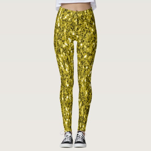 Leggings Flamme de parties scintillant jaune foncé (Devant)