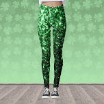 Leggings Flamme de parties scintillant vert foncé<br><div class="desc">Cool,  amusant,  élégant et unique tout imprimé faux leggings brillant idée cadeau pour elle. Belle parties scintillant verte brillante girly brillant scintillent. Photo Green scintille pas de parties scintillant réelles !</div>