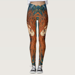 Leggings "Flamme des Marées" - Un Portrait Coloré