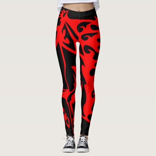 Leggings Flamme feu rouge Bronco Mustang Cheval sauvage (Devant)