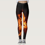 Leggings Flammes ardentes sur fond noir (Devant)
