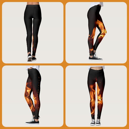 Leggings Flammes ardentes sur fond noir