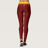 Leggings Flammes avec votre nom dans CAPITALES sur le rouge (Dos)