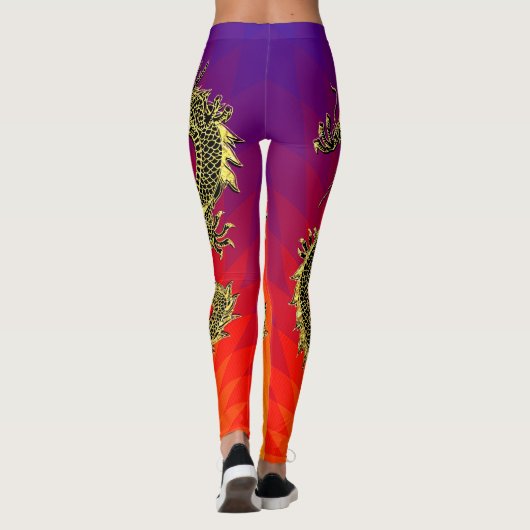 Leggings Flammes Black Gold Dragons Gradient (Dos)